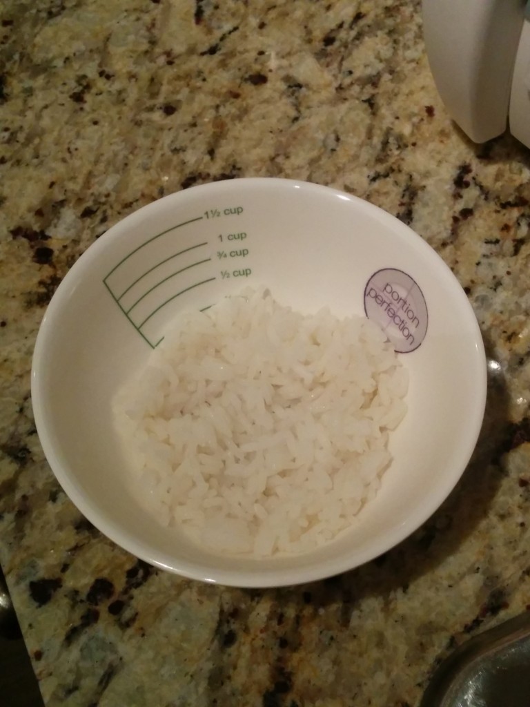 A 1/4 cup serving of rice - definitely less than what I'm used to!